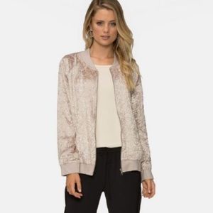 TAVIK VELVET CAMDEN BOMBER JACKET IVORY